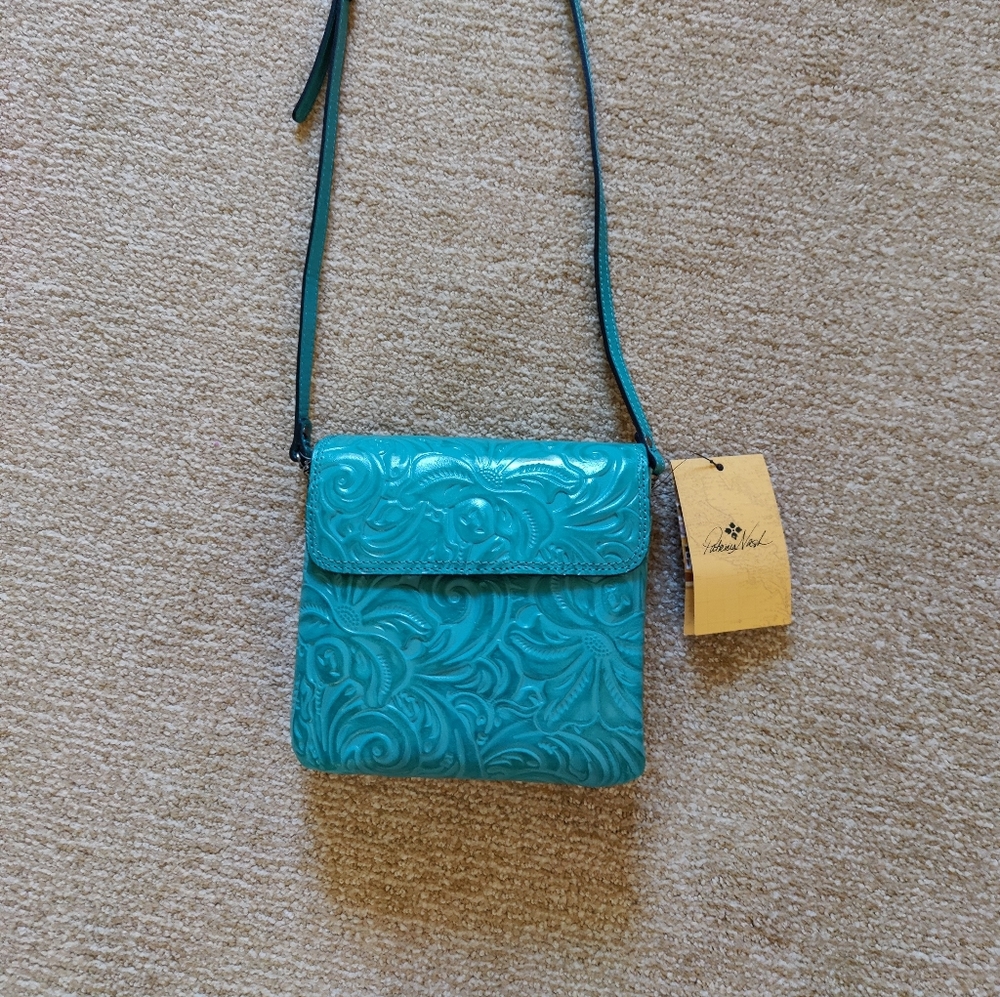 NWT Patricia Nash Turquoise Tooled Leather Crossbody Bag